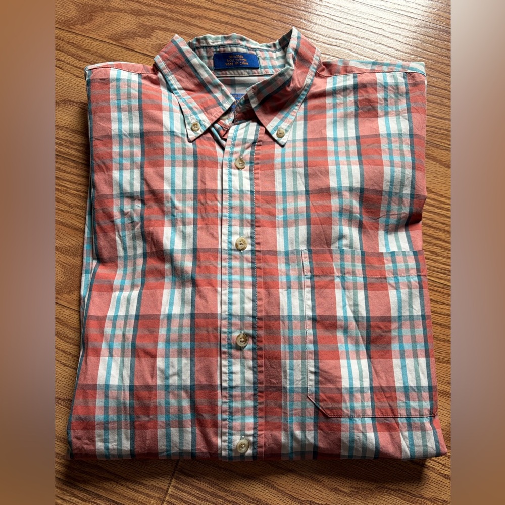 Men’s Pendleton Shirt 100% Cotton Button Down Long Sleeve Shirt Large Plaid